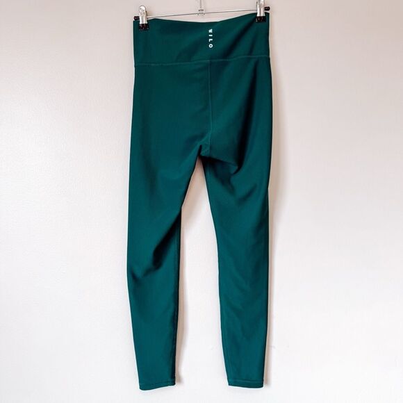Wilo Green Ribbed Cross Over Waist Crop Leggings Size Medium - Picture 4 of 7